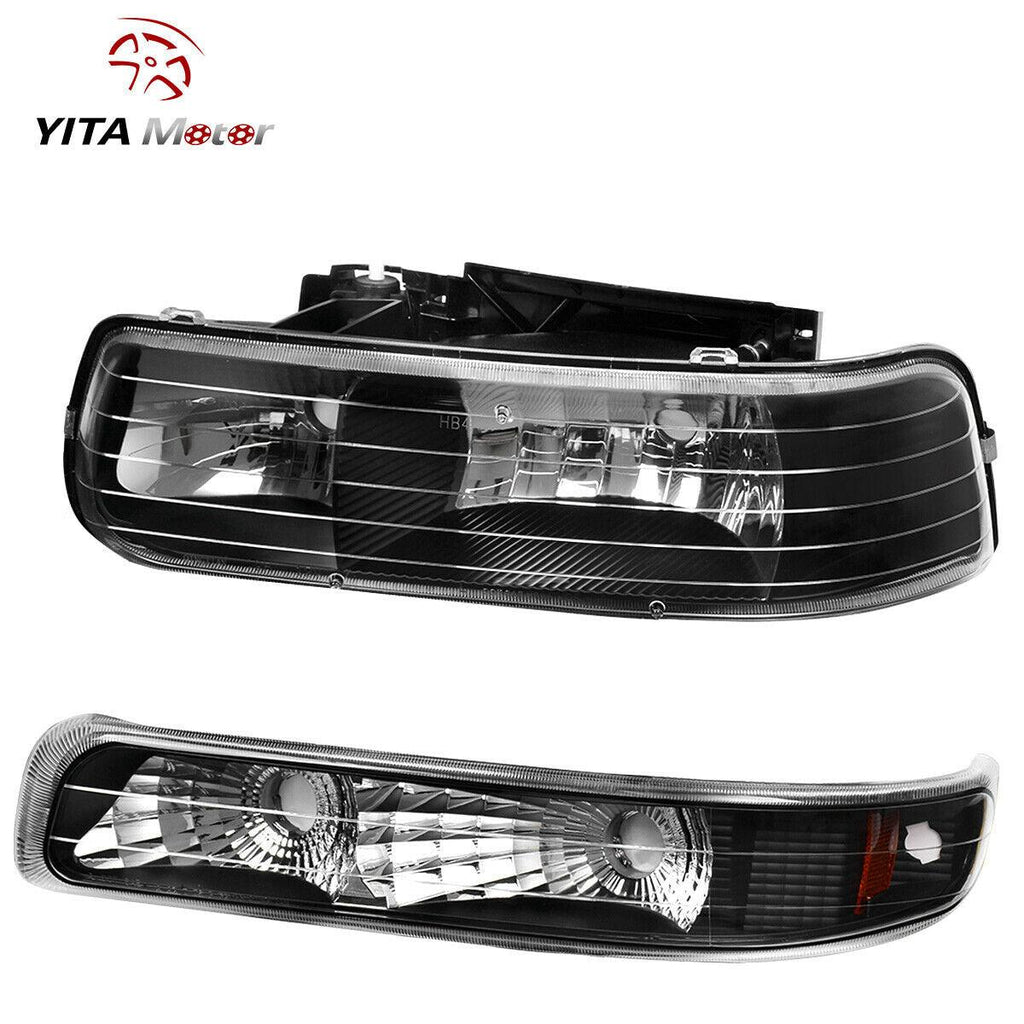 YITAMOTOR® Headlight Set For 2000-2006 Chevy Suburban Tahoe Headlights Lamps + Tail Lights Pair