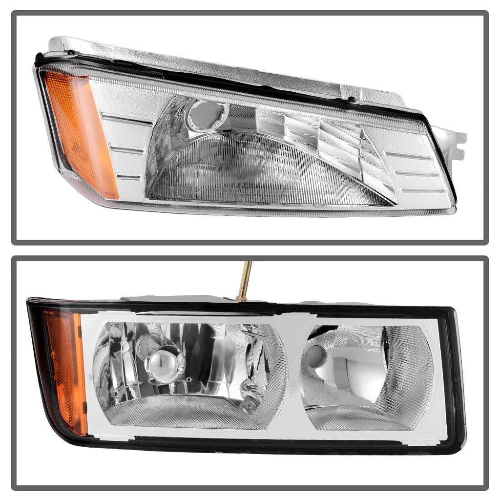 YITAMOTOR® 2002-2006 Chevy Avalanche with BODY CLADDING Chrome Headlights+Bumper Signal Lamp Headlight Assembly - YITAMotor