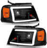 YITAMOTOR® 2004-2008 Ford F150 Pickup Dual Projector Headlights w/LED Tube DRL Headlamps Clear Spotlight Lens - YITAMotor