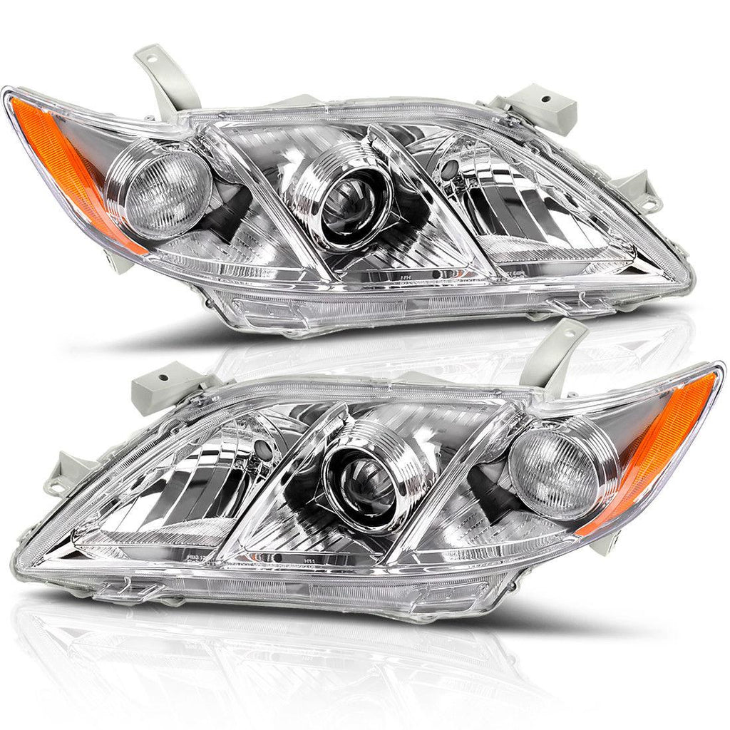 YITAMOTOR® 07-09 Toyota Camry Headlight Assembly with Amber Side Clear Lens Projector Headlamps - YITAMotor