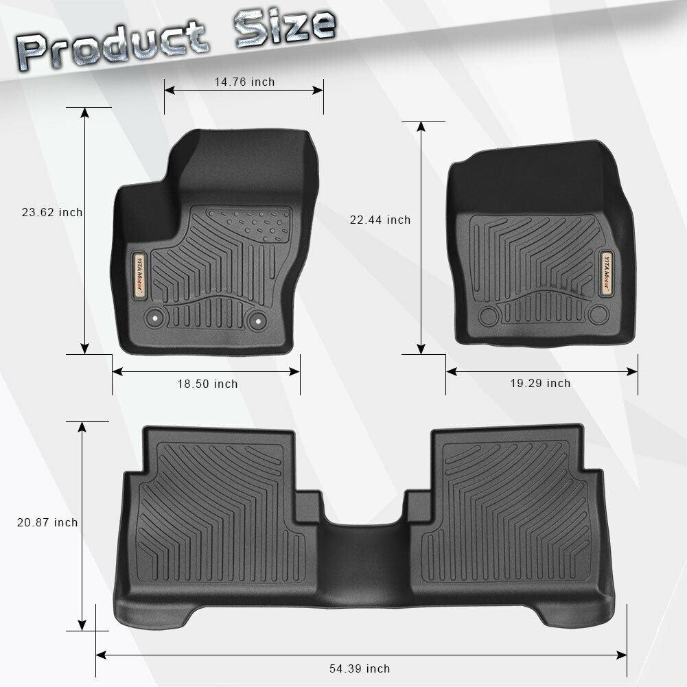 Floor Mats For Ford Escape, Custom Fit Floor Liners for 2015-2019 Ford Escape, 1st and 2nd Row All Weather Protection - YITAMotor