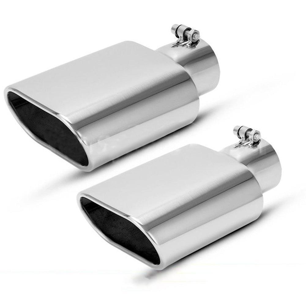 YITAMOTOR® 2pcs 2.5" Inlet 5.5''x3''Outlet Square Bolt-On Exhaust Tip Chrome Polished Diesel - YITAMotor