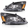 YITAMOTOR® 2003-2007 Honda Accord Headlight Assembly OE Headlamp Amber Reflector Black Housing - YITAMotor