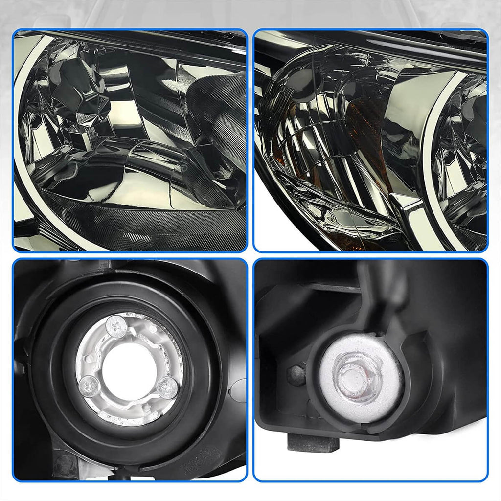 YITAMOTOR® Pair Smoke Lens Headlights Assemblies for 2004 2005 Honda Civic 2Dr/4Dr