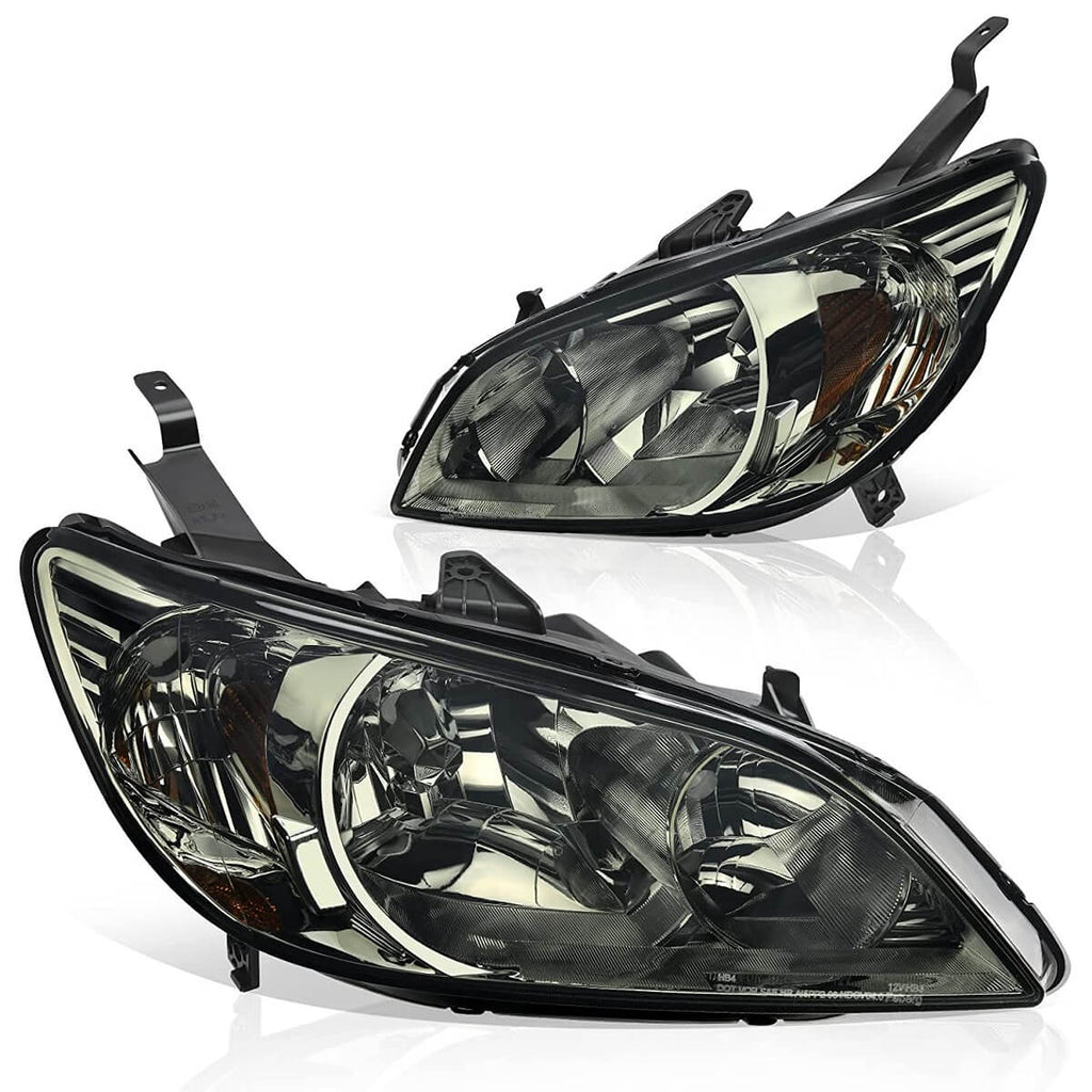 YITAMOTOR® Pair Smoke Lens Headlights Assemblies for 2004 2005 Honda Civic 2Dr/4Dr