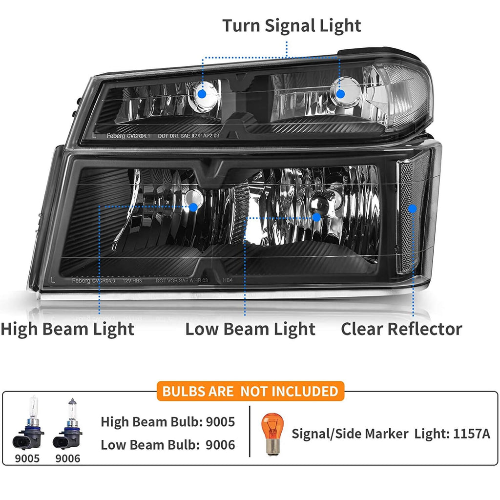 2004-2012 Chevy Colorado Headlight Assembly Black Housing