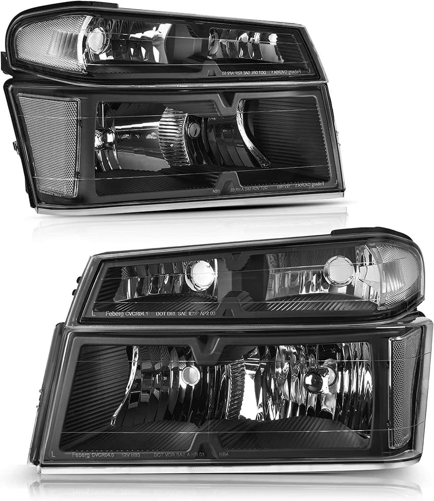 2004-2012 Chevy Colorado Headlight Assembly Black Housing