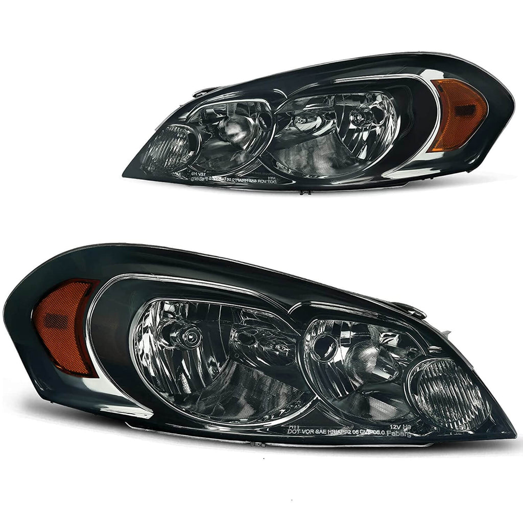 YITAMOTOR® 2006-2013 Chevy Impala / 2006 2007 Monte Carlo Headlights Assembly Smoke Lens Amber Reflector