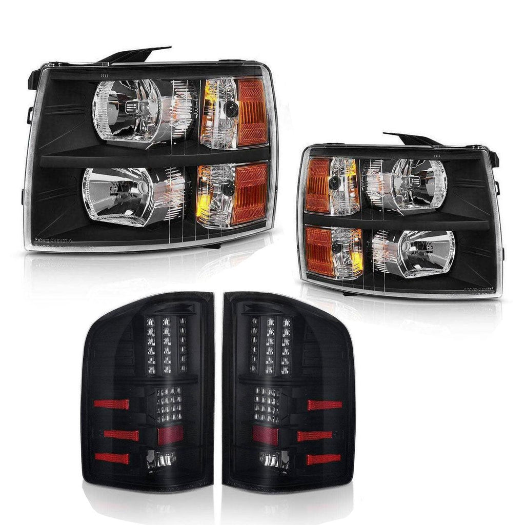 YITAMOTOR® Reemplazo de faros delanteros + luces traseras Chevy Silverado 2007-2014 