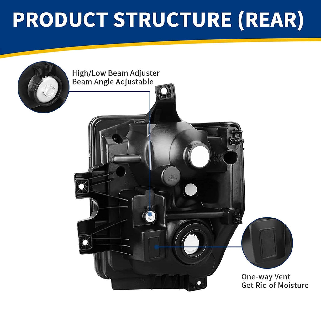 YITAMOTOR® 2008-2010 Ford F250 F350 F450 Super Duty Conjunto de faros delanteros Carcasa cromada Lente transparente