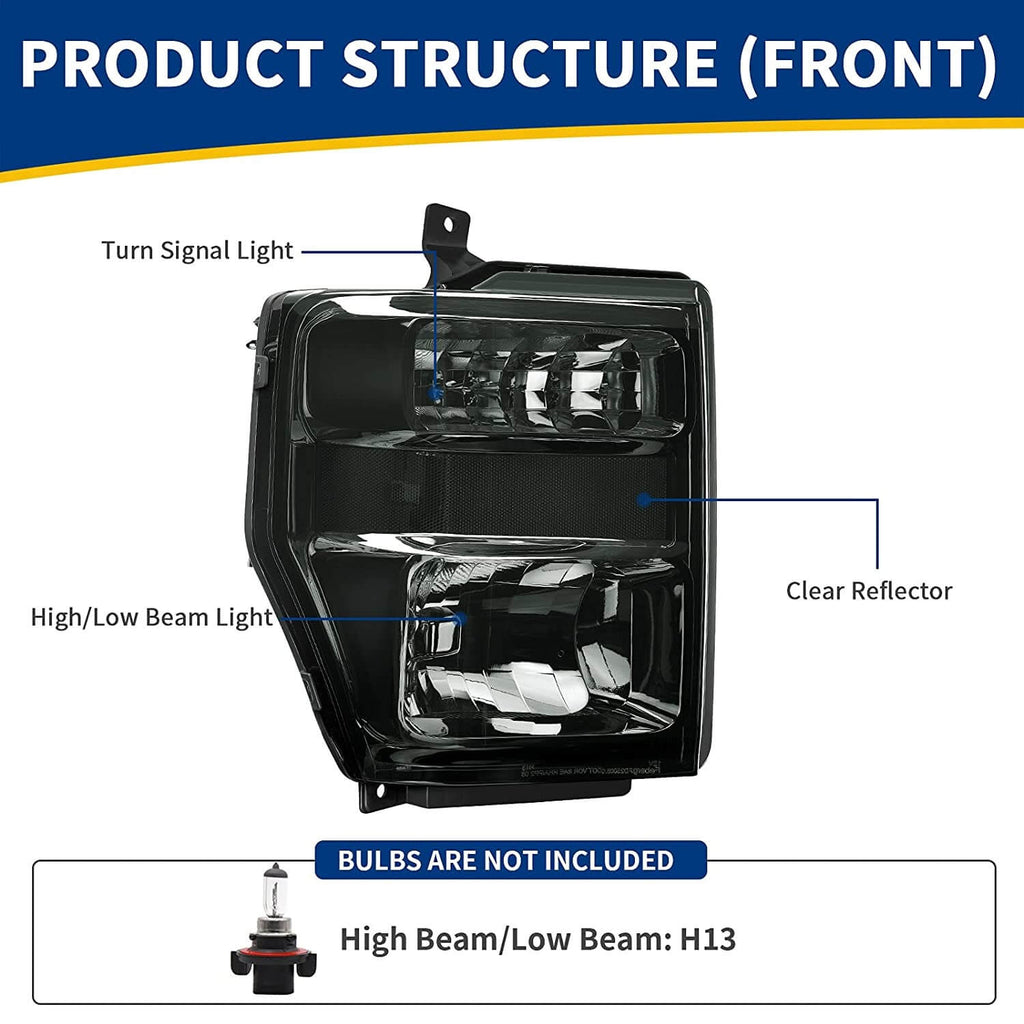 2008-2010 Ford F250 F350 F450 Super Duty Headlamp Headlights