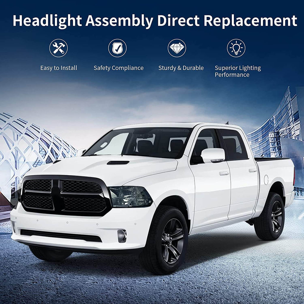 2009-2018 Dodge Ram 1500 Quad Models Headlights