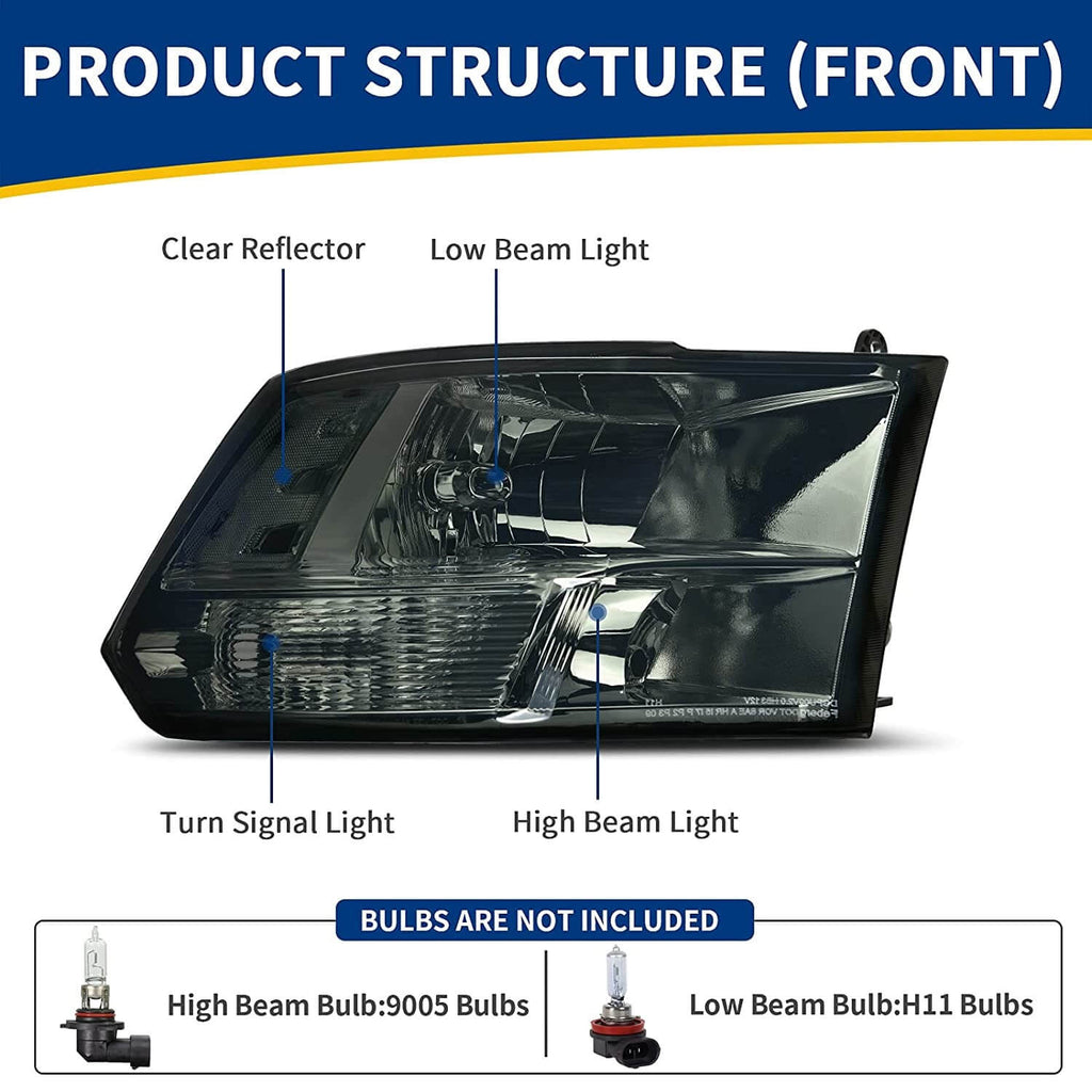 2009-2018 Dodge Ram 1500 Quad Models Headlights