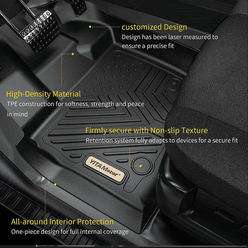 YITAMOTOR® 2015-2022 Ford Edge Cargo Liner Floor Mats, Custom-Fit Black TPE Floor Liners, All-Weather Protection - YITAMotor