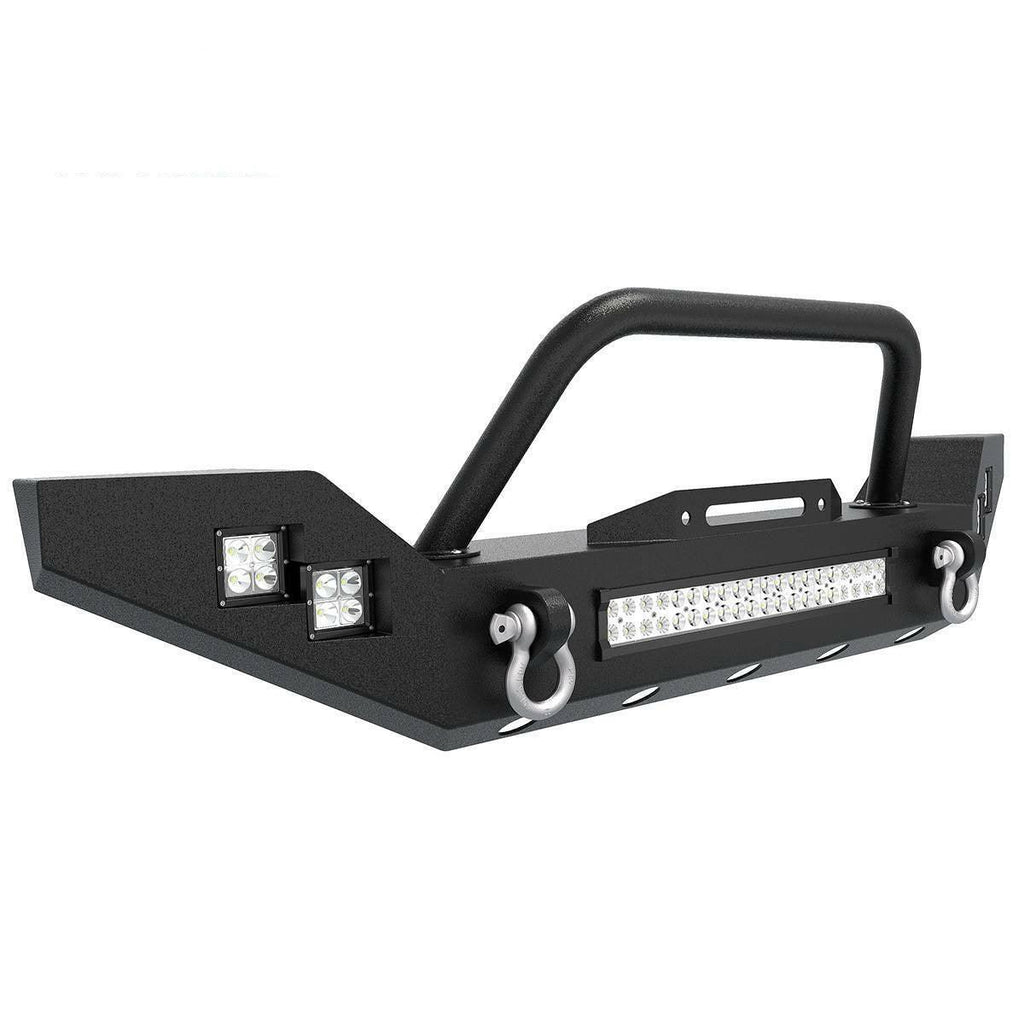 YITAMOTOR® Front Bumper for 07-18 Jeep Wrangler JK 120W LED Light Bar+ 4X 20W LED Light
