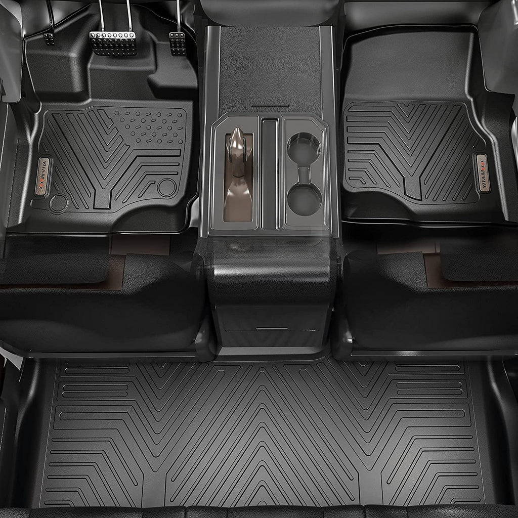 YITAMOTOR® 21-22 Chevrolet Tahoe/GMC Yukon/Cadillac Escalade Floor Mats with 2nd Row Bucket Seats, Black TPE Floor Liners 1st & 2nd 3rd Row All-Weather Protection - YITAMotor