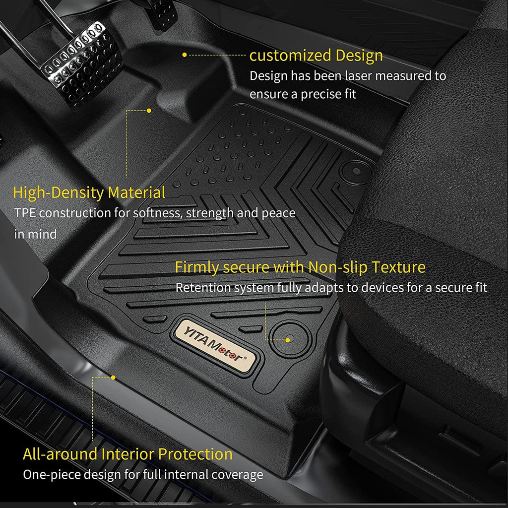 YITAMOTOR® 21-22 Chevrolet Tahoe/GMC Yukon/Cadillac Escalade Floor Mats with 2nd Row Bucket Seats, Black TPE Floor Liners 1st & 2nd 3rd Row All-Weather Protection - YITAMotor