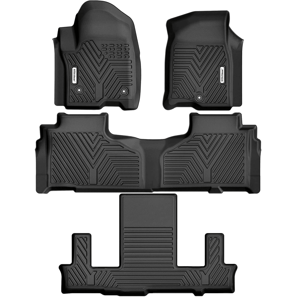 YITAMOTOR® 21-22 Chevrolet Tahoe/GMC Yukon/Cadillac Escalade Floor Mats with 2nd Row Bucket Seats, Black TPE Floor Liners 1st & 2nd 3rd Row All-Weather Protection - YITAMotor