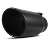 3.5'' Inlet 5'' Outlet 12'' Long Bolt On Diesel Exhaust Tip Black Stainless Steel - YITAMotor