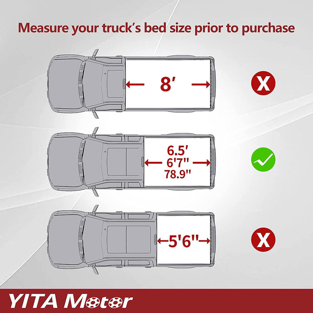 YITAMOTOR® Soft Quad Fold 2009-2014 Ford F-150 (excepto serie Raptor), cubierta estilo plataforma para caja de camioneta de 6.5 pies Styleside