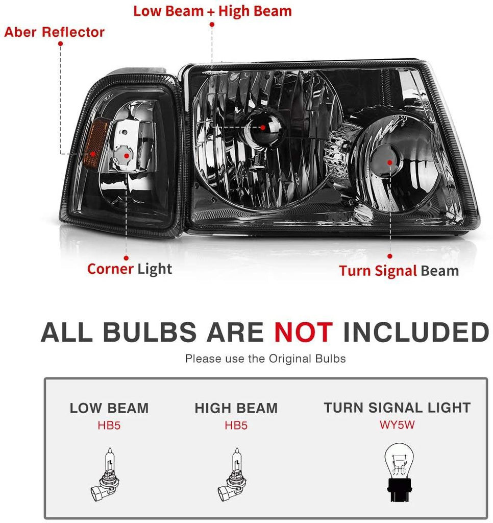 YITAMOTOR® 2001-2011 Ford Ranger Headlight Assembly Corner light OE Projector Headlamps with Bumper Lights - YITAMotor