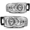 YITAMOTOR® Headlight Assembly 2002-2005 Dodge Ram Pickup Truck Headlamps Chrome Housing with Clear Reflector Lens