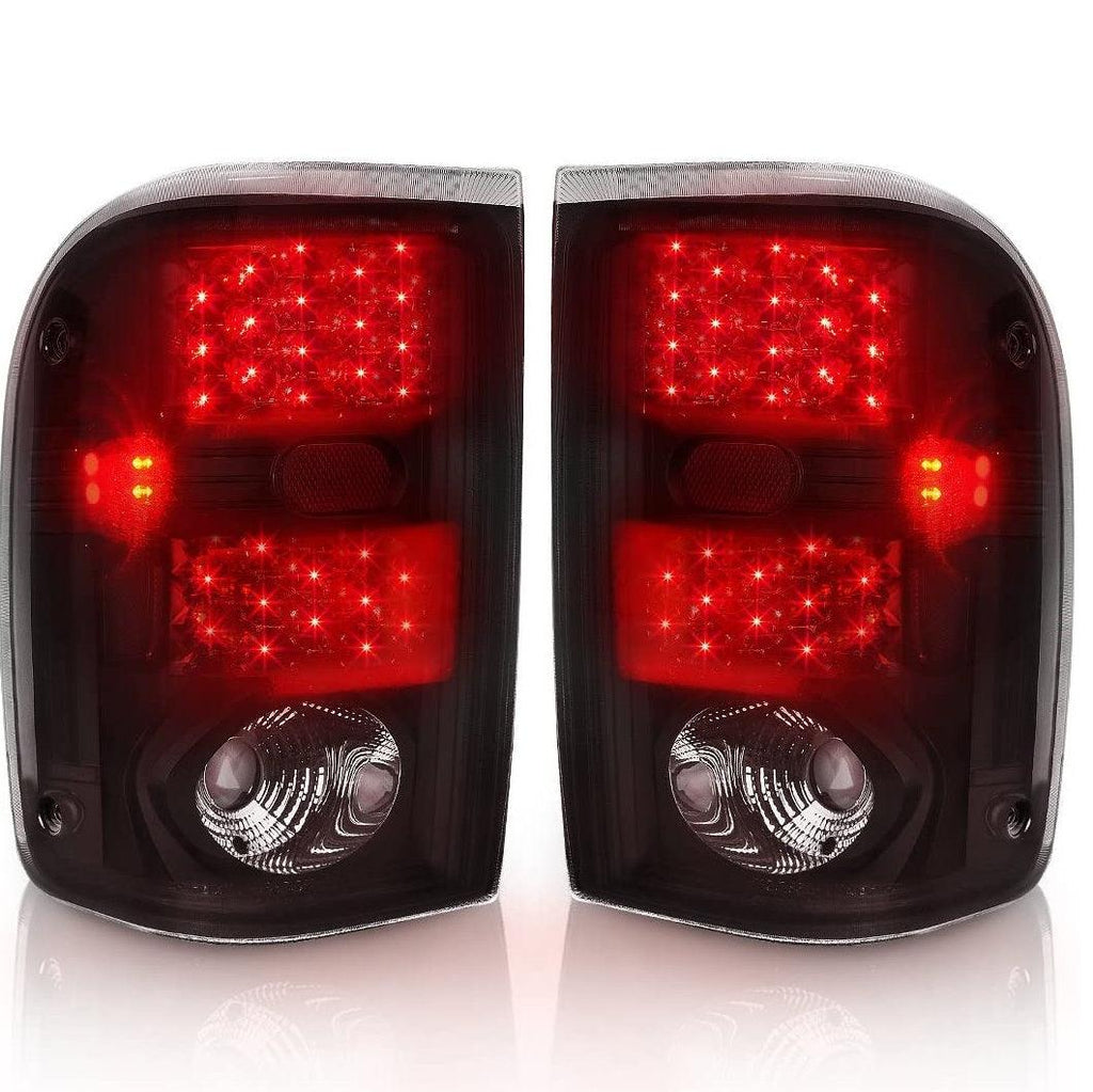 YITAMOTOR® LED Tail Lights for Ford Ranger 2001-2005, Tail Lamps Black Smoke Replacement Assembly Left + Right Pair