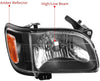 YITAMOTOR® 2001-2004 Toyota Tacoma Pickup Headlights Black Housing with Amber Reflector Clear Lens - YITAMotor