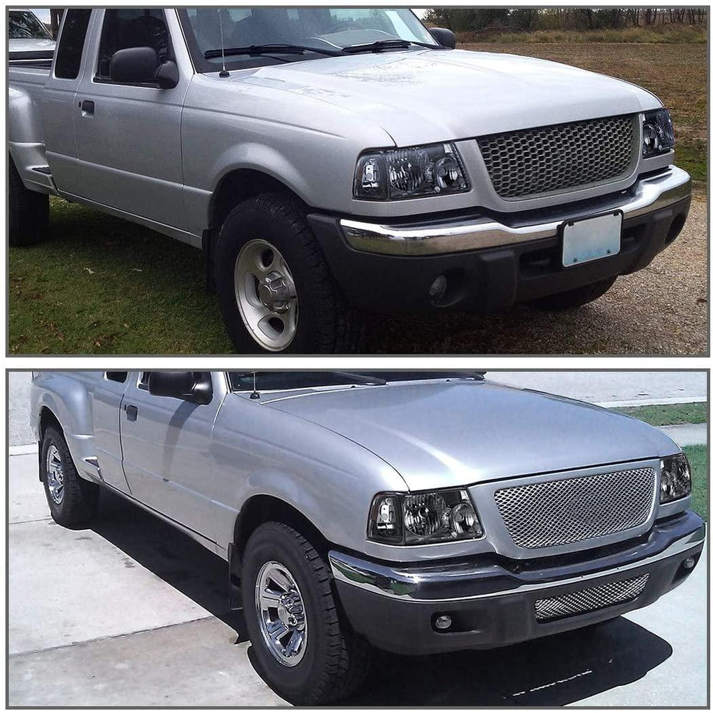 YITAMOTOR® Headlight Assembly For 2001-2011 Ford Ranger Chrome Smoke Lens Corner Headlamps