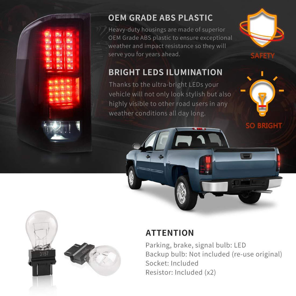 YITAMOTOR® 07-14 Chevy Silverado / GMC Sierra 3500HD Dual Rear Wheel ONLY Tail Lights - YITAMotor