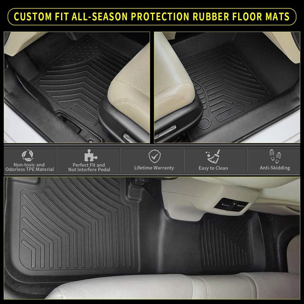 YITAMOTOR Floor Mats, Custom fit Floor Liners for 2016-2020 Jeep Grand Cherokee/Dodge Durango, 1st & 2nd Row All Weather Protection, Black - YITAMotor
