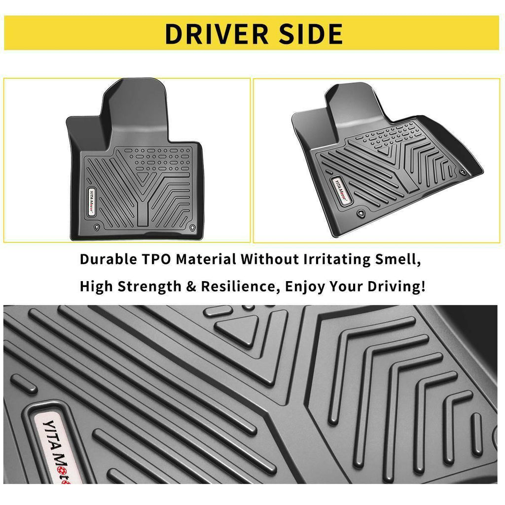 YITAMOTOR® Floor Mats For 2016-2020 Kia Sorento, Custom-Fit Black TPE Floor Liners 1st & 2nd Row All-Weather Protection