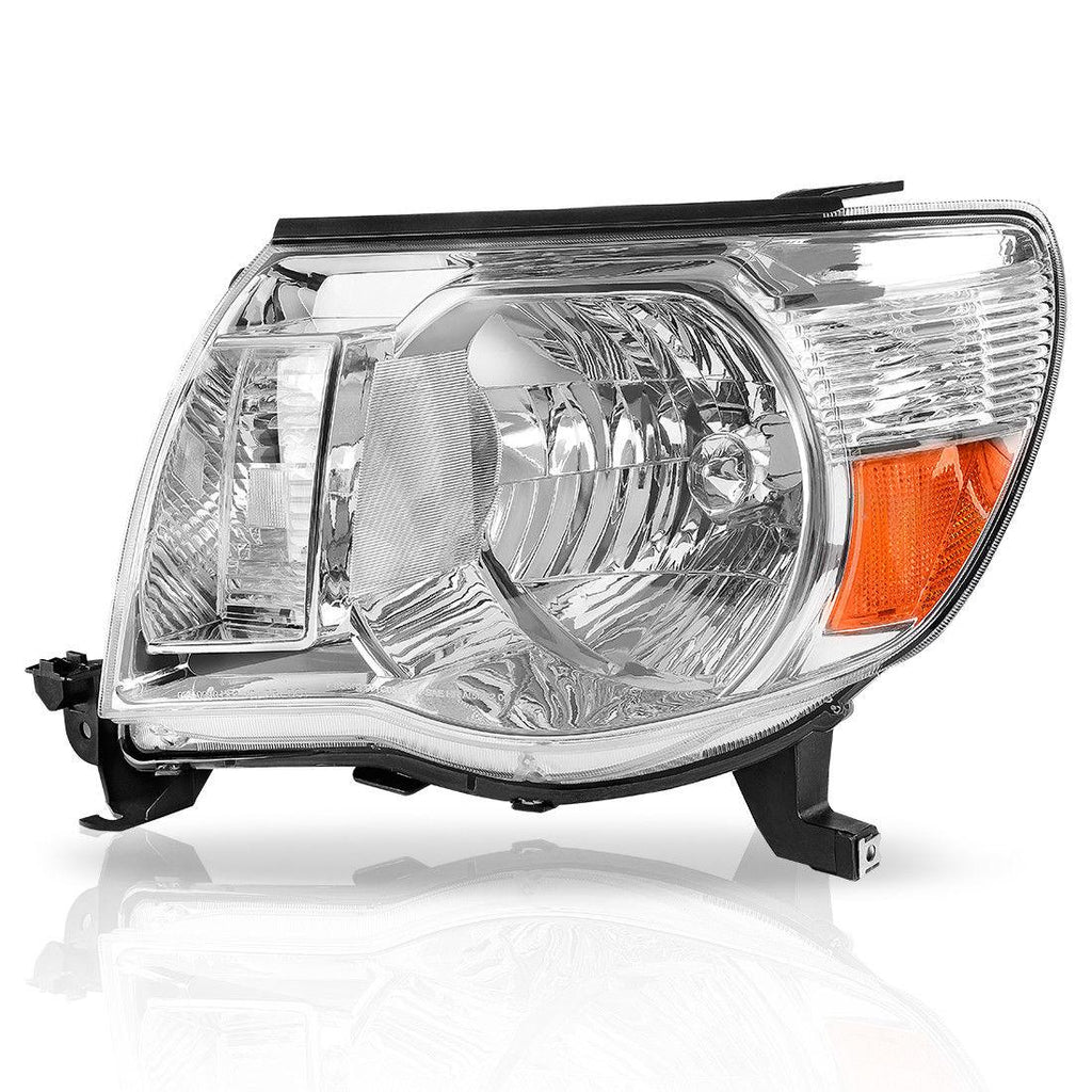 For 05-11 Toyota Tacoma Pickup Truck Headlight Assembly OE Style Replacement Chrome Housing Amber Reflector (Passenger and Driver Side) - YITAMotor