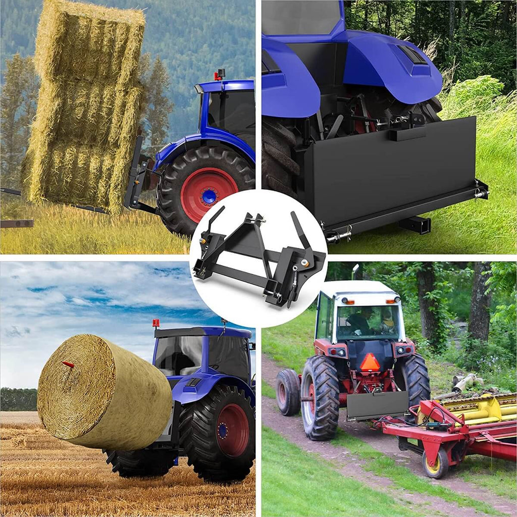 The 3-point quick tach adapter fits most category 1 tractors
