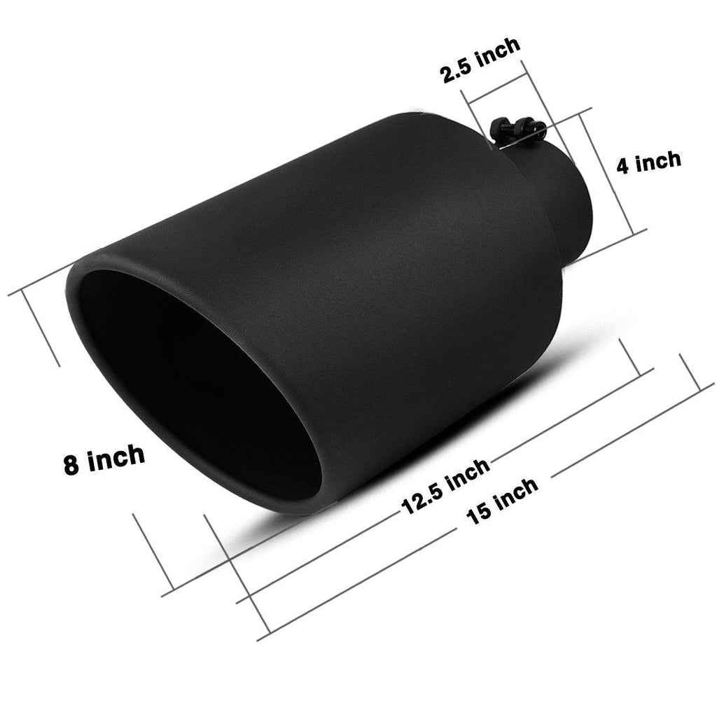 4'' inlet 8'' Outlet 15 inch Long Bolt On Diesel Exhaust Tip Black Stainless Steel - YITAMotor