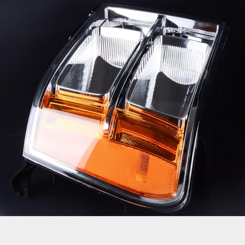 Headlight Assembly For 07-13 GMC Sierra 1500/07-14 GMC Sierra 2500HD 3500HD  Clear Lens Chrome Housing with Amber Reflector - YITAMotor