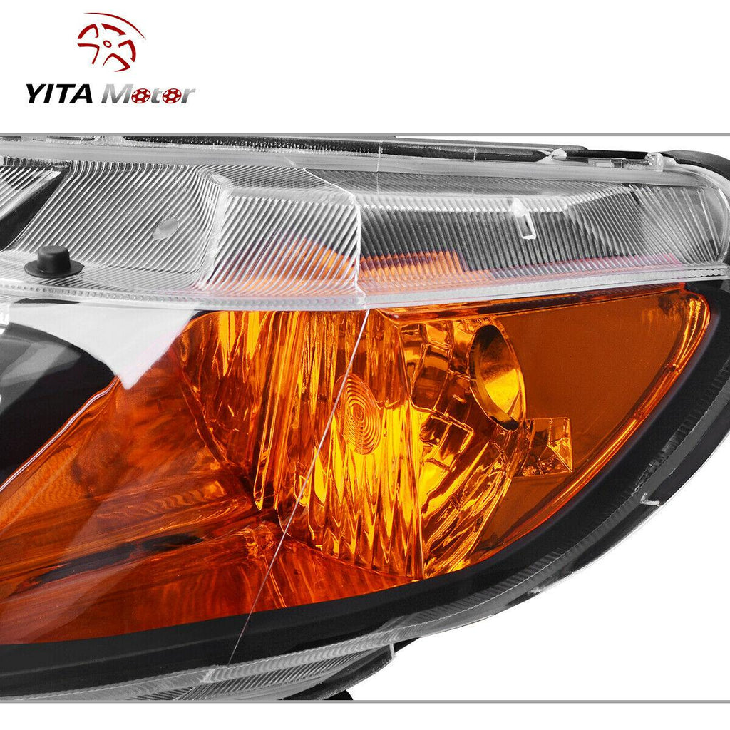 YITAMOTOR® 2006-2011 Honda Civic Sedan 4Dr Headlights with Amber Park Lens Black Housing Amber Reflector - YITAMotor