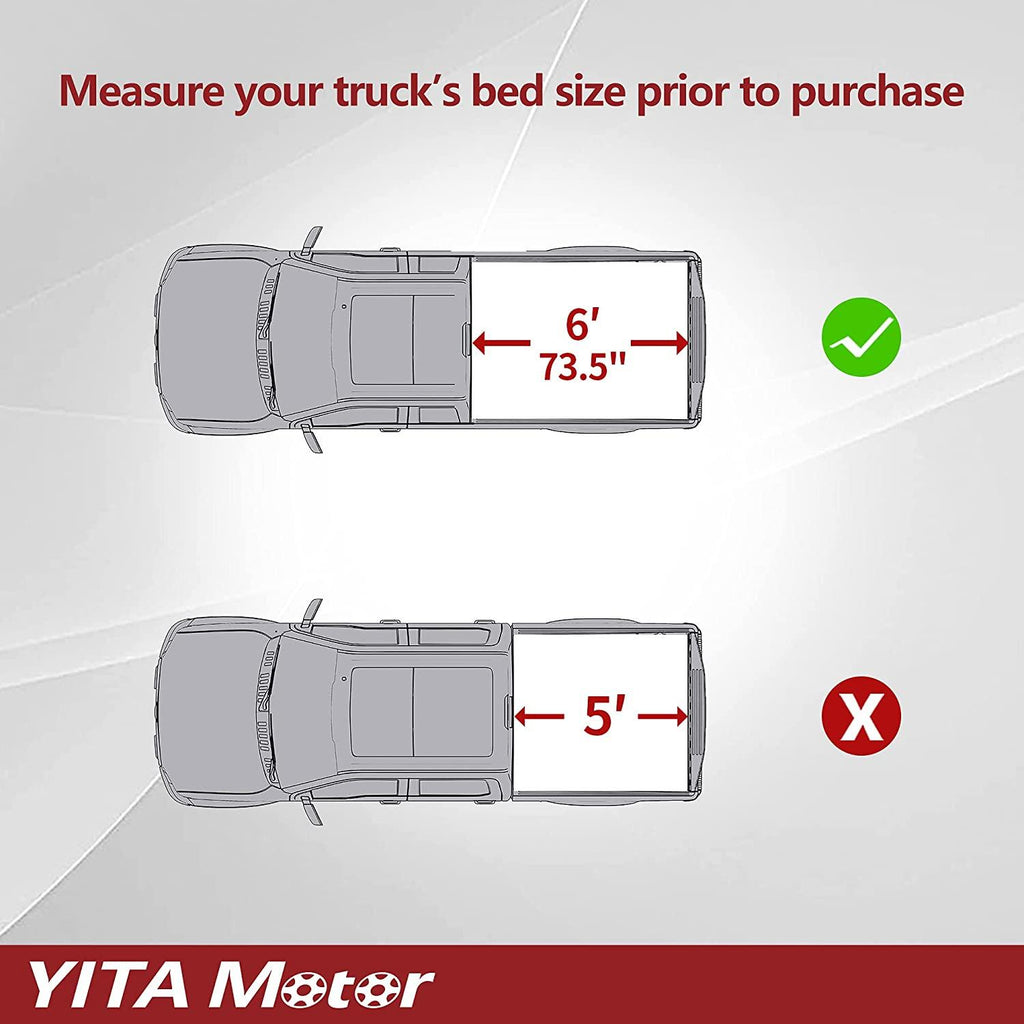 YITAMOTOR® Soft Tri-Fold 2005-2015 Toyota Tacoma, Fleetside 6 ft Bed with Deck Rail System Truck Bed Tonneau Cover