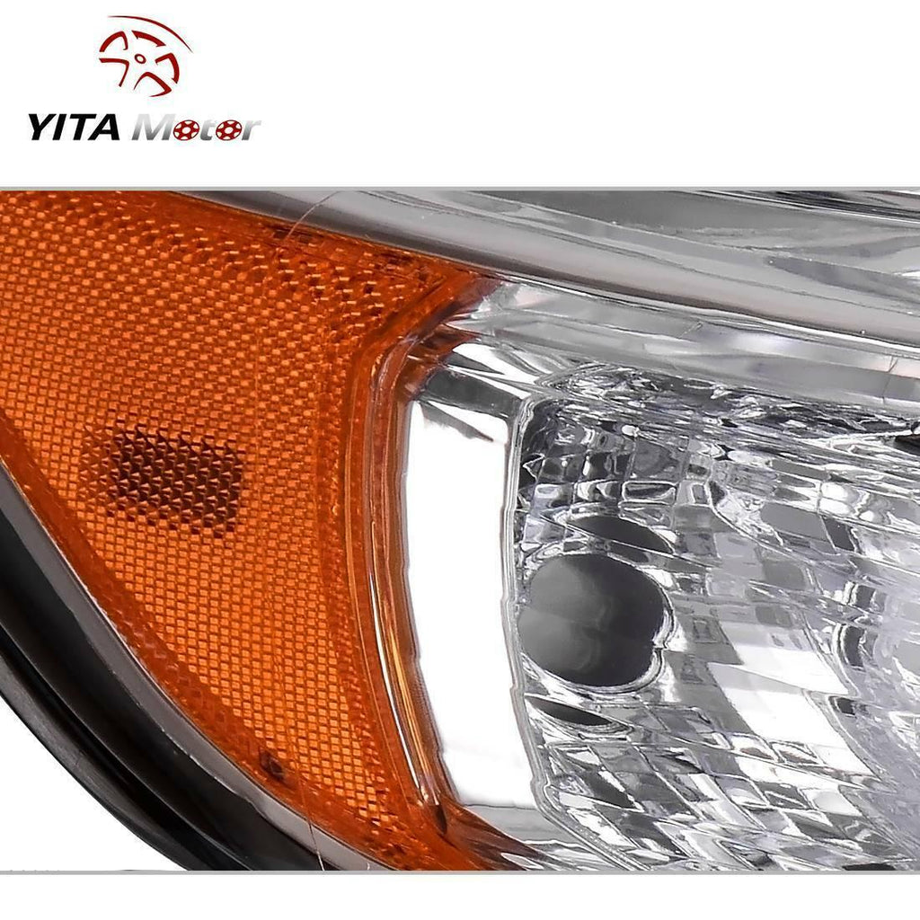 YITAMOTOR® 2012-2014 Toyota Camry Chrome Housing, Amber Reflectors H11 9005 Projector Bulbs Headlight Assembly - YITAMotor