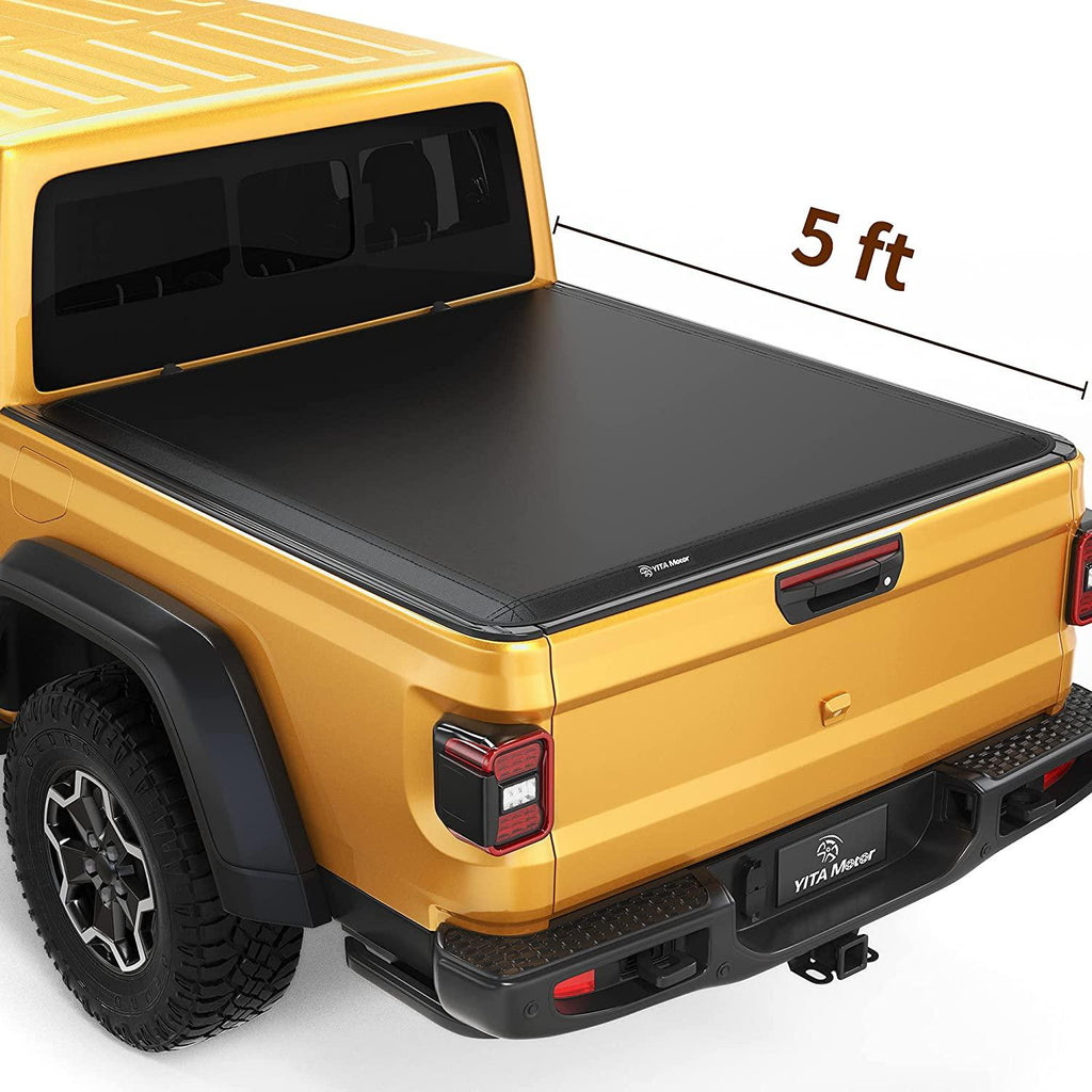 YITAMOTOR® Cubierta Tonneau para caja de camión con plataforma Fleetside de 5 pies para Jeep Gladiator 2020-2023, tríptico suave