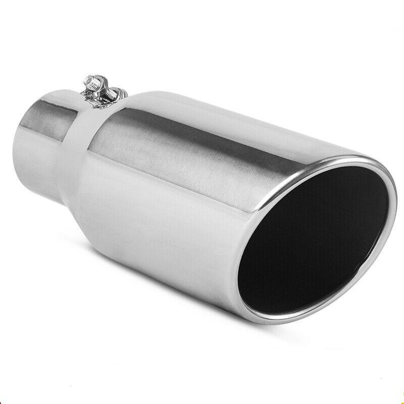 YITAMOTOR® 2.5''x4''x9'' Universal Chrome Polished Stainless Steel Exhaust Tip, Bolt/Clamp On Design - YITAMotor