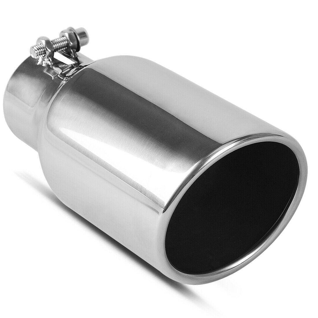 YITAMOTOR® 2.5''x4''x9'' Universal Chrome Polished Stainless Steel Exhaust Tip, Bolt/Clamp On Design - YITAMotor