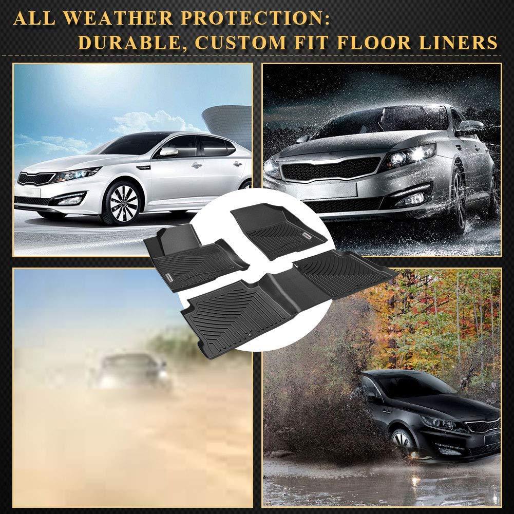 Floor Mats for 2016-2019 Kia Optima, 2015-2019 Hyundai Sonata, 1st & 2nd Row All Weather Protection - YITAMotor