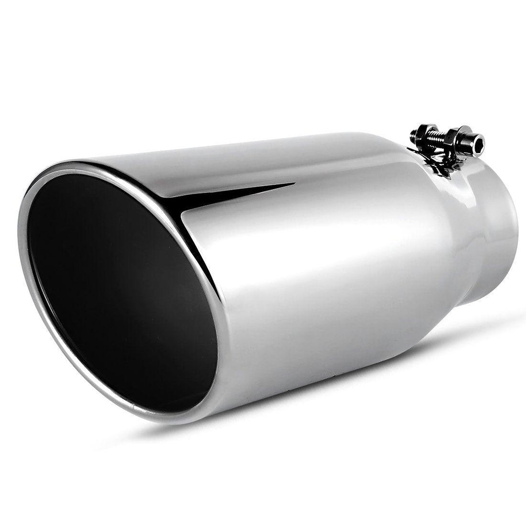 3.5'' Inlet 5'' Outlet 12'' Long Diesel Exhaust Tip Bolt On Chrome Stainless Steel - YITAMotor