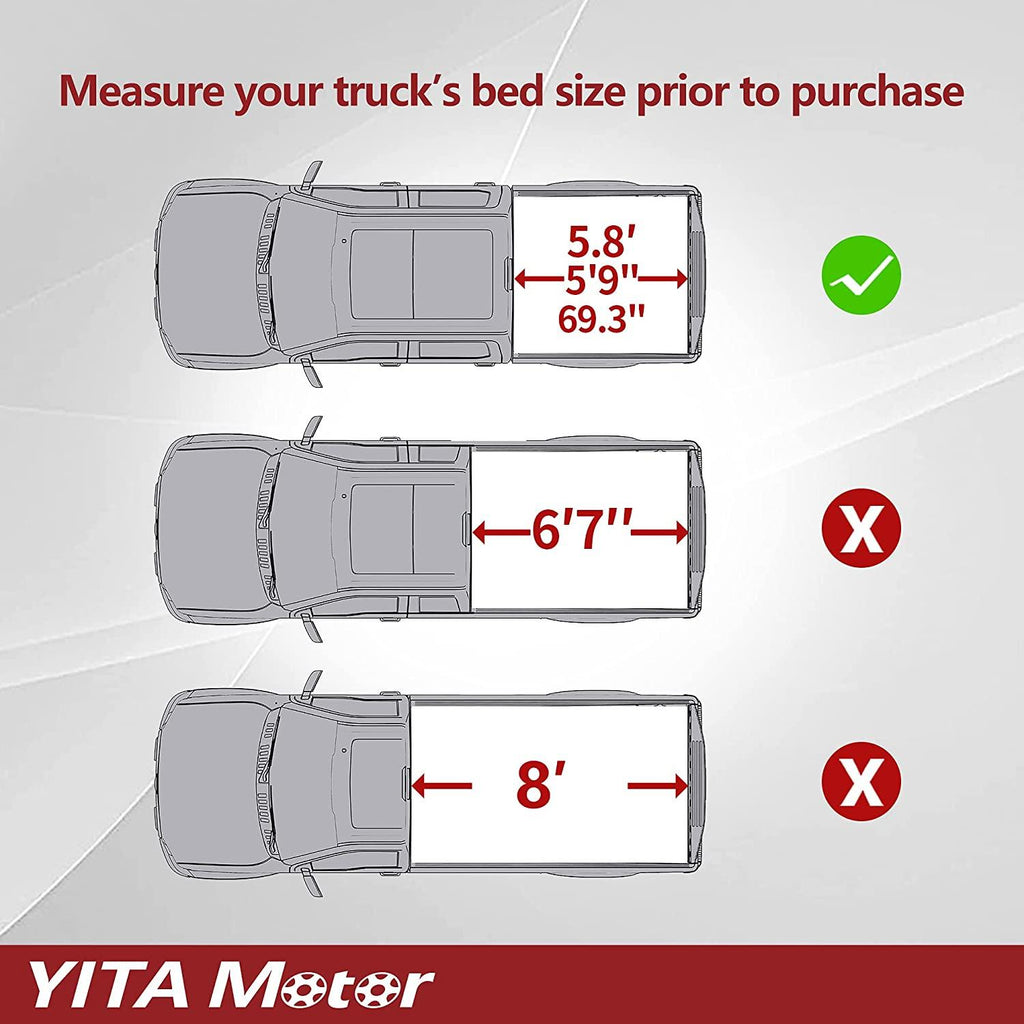 YITAMOTOR® Soft Tri-Fold 2007-2013 Chevy Silverado/GMC Sierra 1500, Fleetside 5.8 ft Bed Truck Bed Tonneau Cover