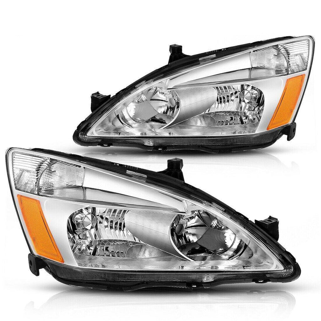 YITAMOTOR® 2003-2007 Honda Accord Headlight Assembly OE Headlamp Chrome Housing Clear Lens - YITAMotor