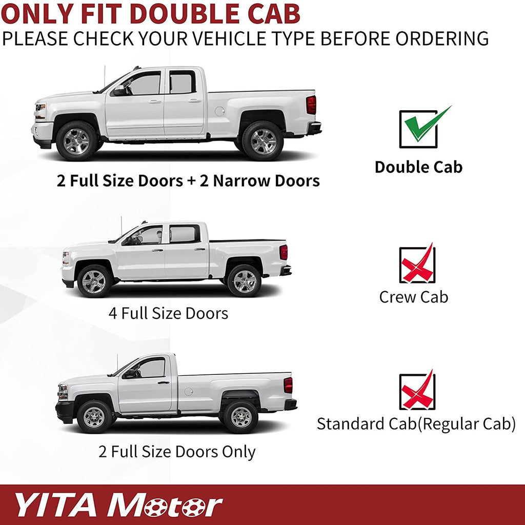 YITAMOTOR® 07-18 Silverado/Sierra 1500 2500HD 3500HD Double Cab Running Boards Side Steps (Incl. 2019 Sierra 1500 Ld)