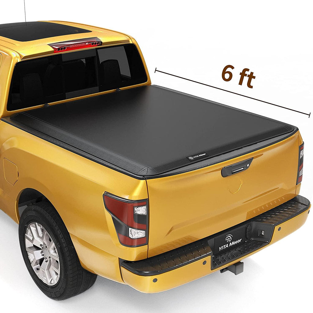 YITAMOTOR® Soft Tri-fold 2006-2021 Nissan Frontier with Utility Track Rail, Fleetside 6 ft Bed Truck Bed Tonneau Cover