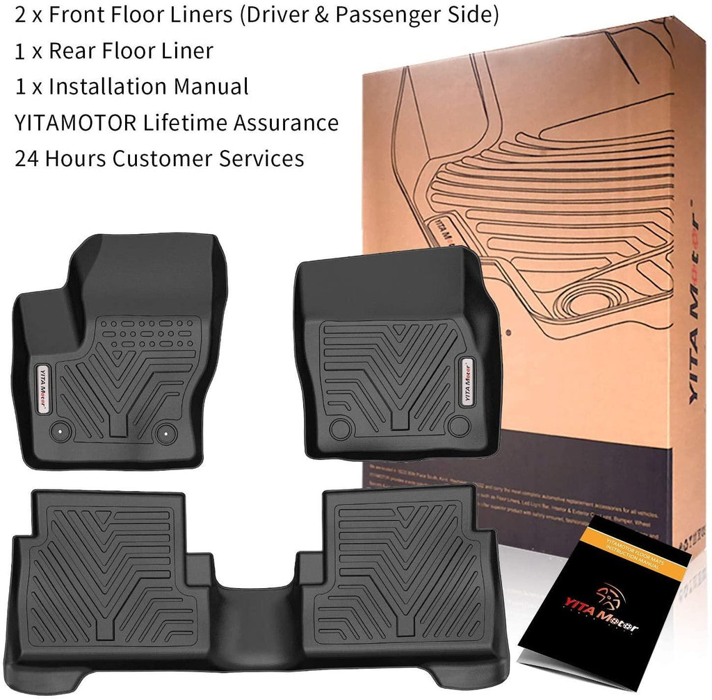 Floor Mats For Ford Escape, Custom Fit Floor Liners for 2015-2019 Ford Escape, 1st and 2nd Row All Weather Protection - YITAMotor