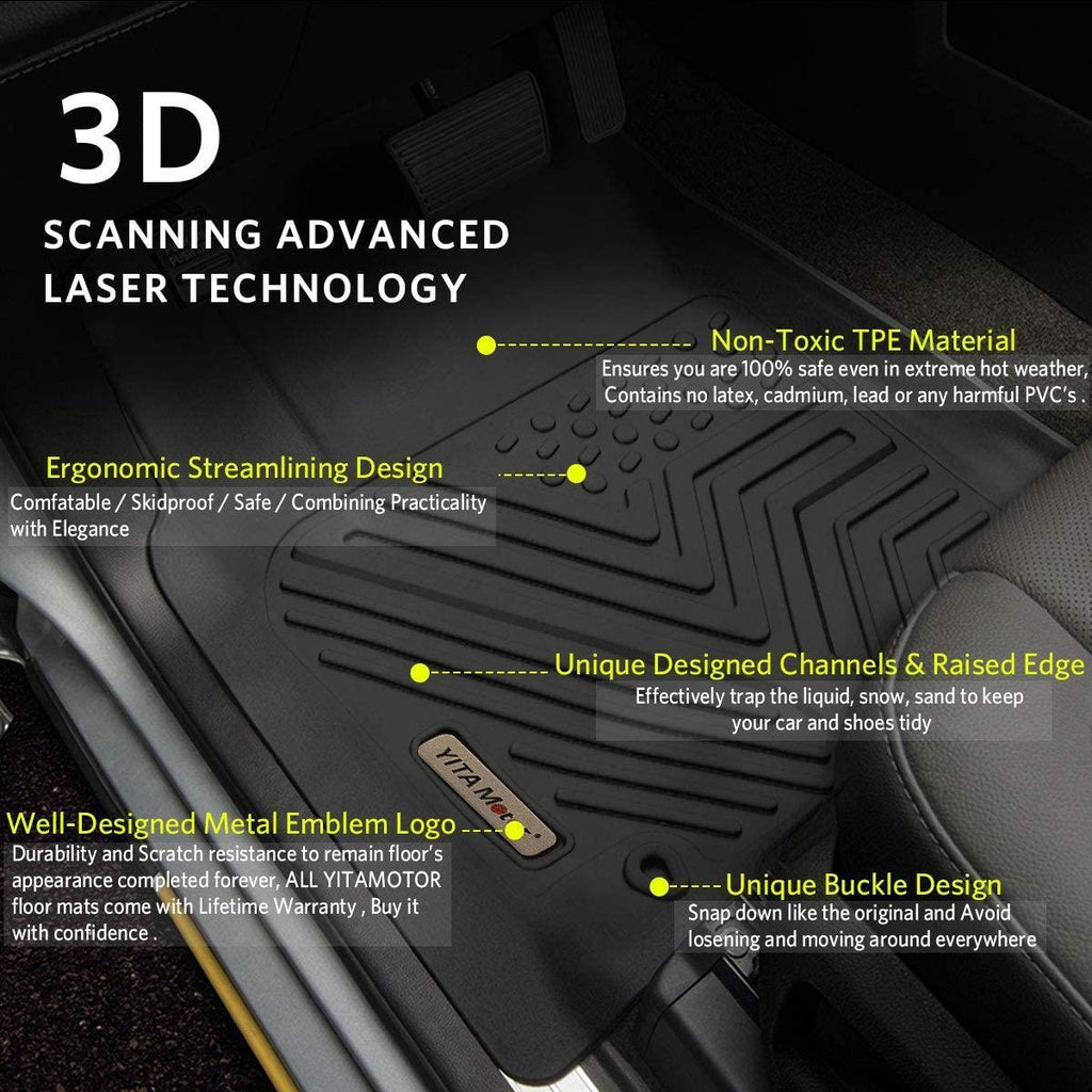 YITAMOTOR® Floor Mats Floor Liners for 2013-2018 Dodge Ram 1500 Quad Cab Only, 1st & 2nd Row All Weather Protection